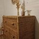 High wood and rattan chest of drawers