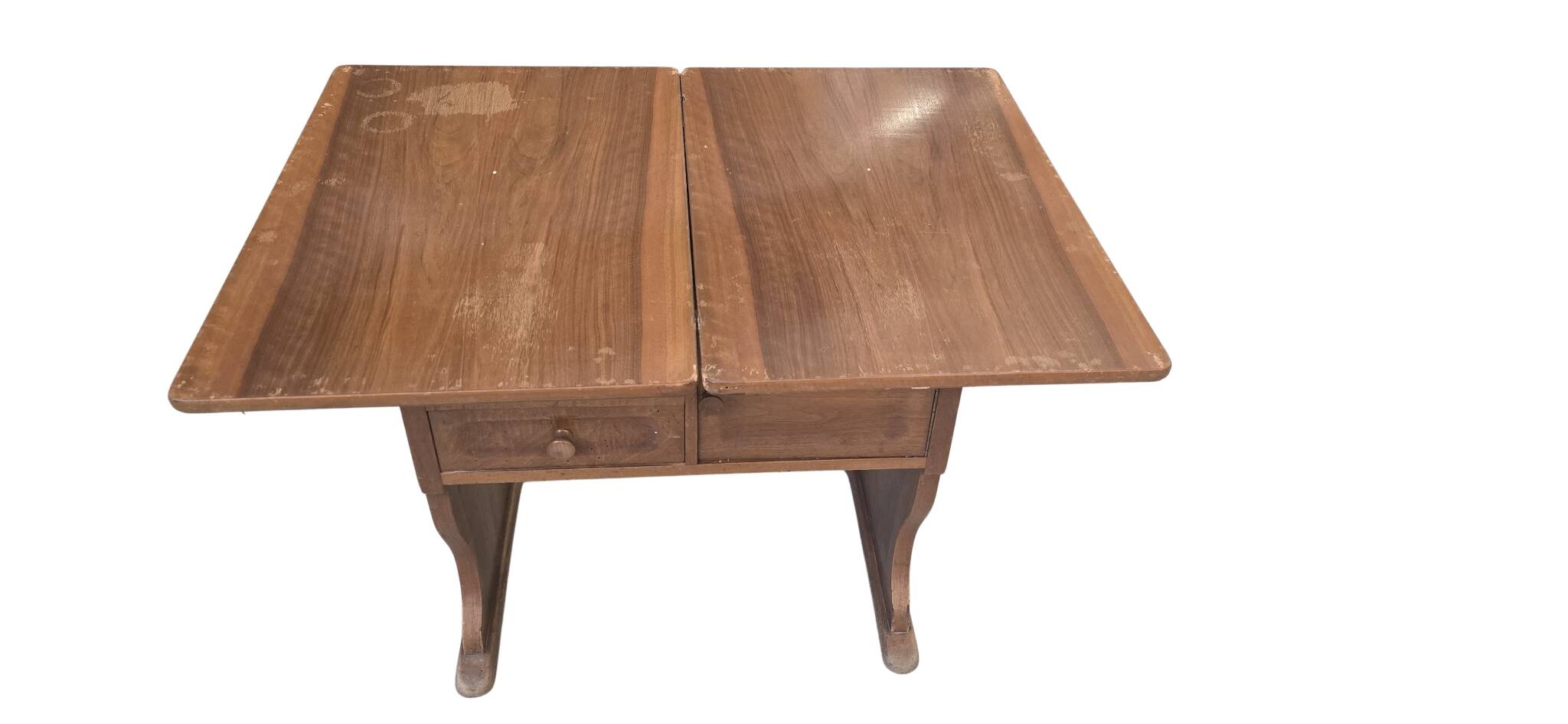 Tavolino a Libro Vintage in Legno Salvaspazio con Cassetti e Vano