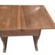 Table basse vintage en bois gain de place avec tiroirs et compartiment.