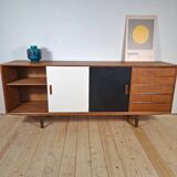 Vintage sideboard with coloured doors – Mid-century modern design, 1960s