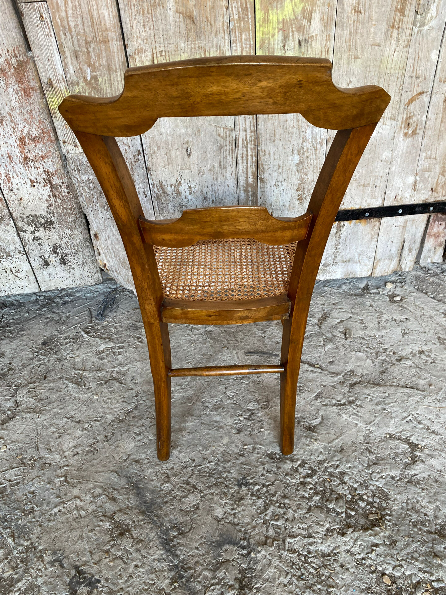 Antique Chair Louis XV Style Wood & Caned Seat Vintage #E030