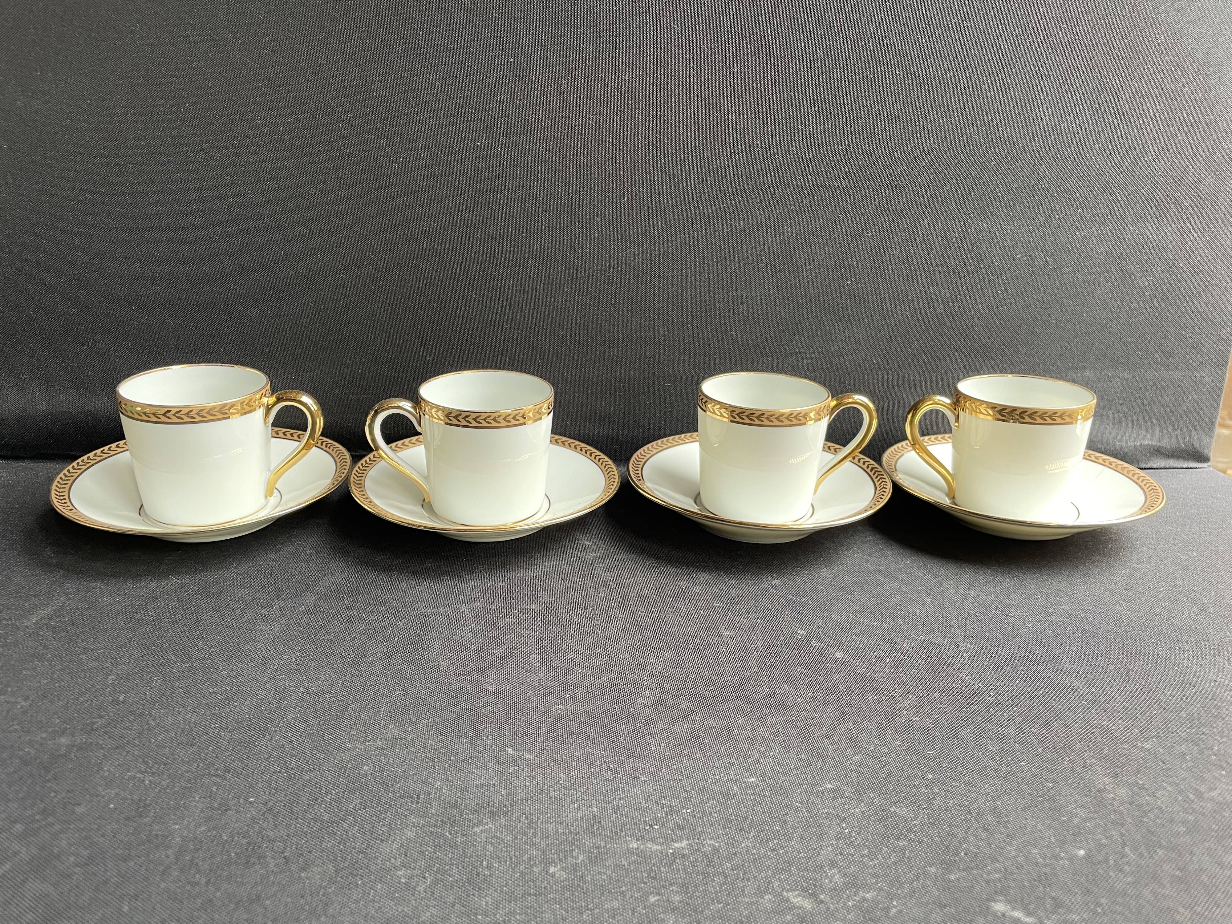 4 Moka Cups and their saucer – Limoges Porcelain