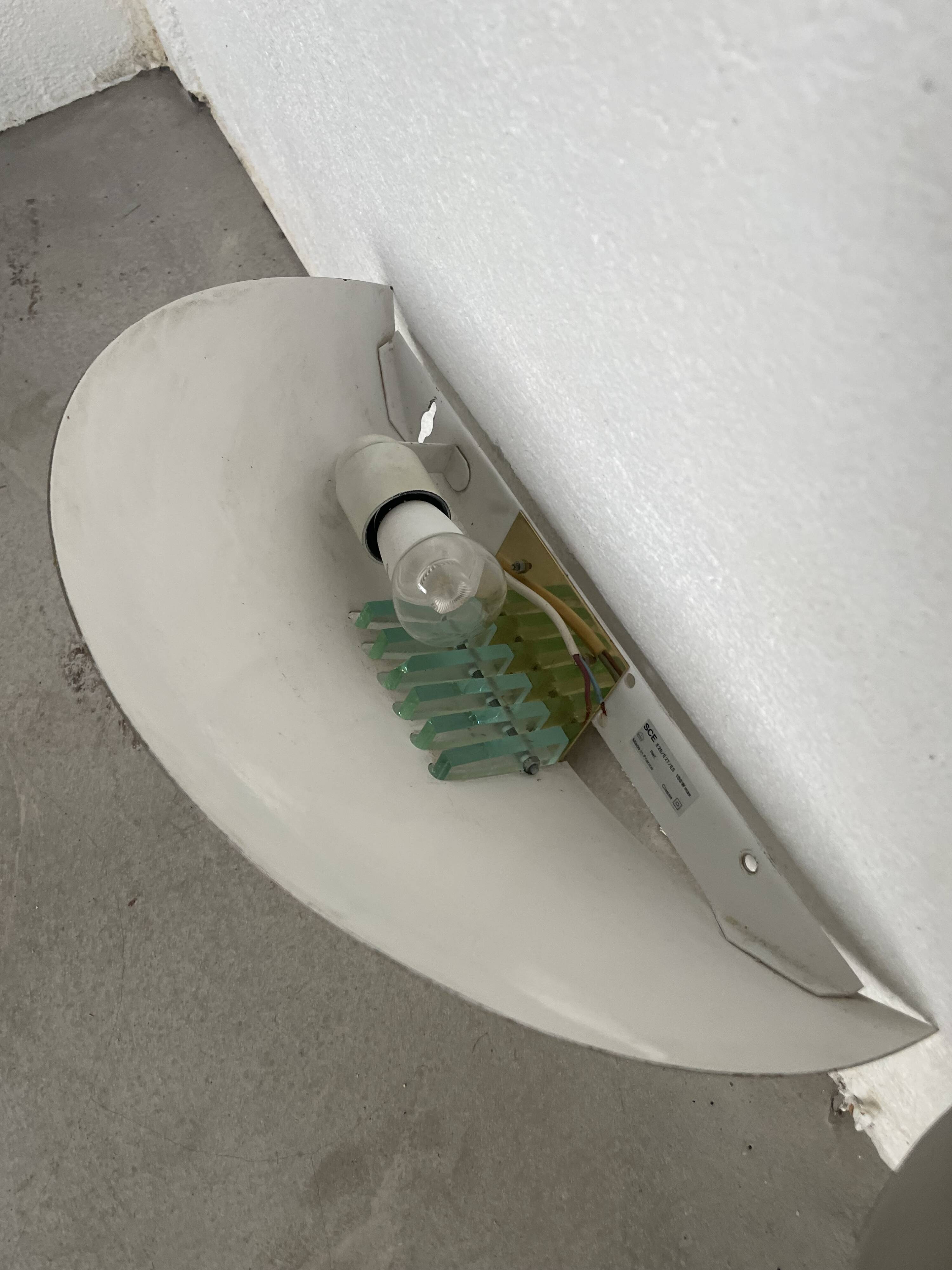 Pair of brass and art deco glass wall lights SCE