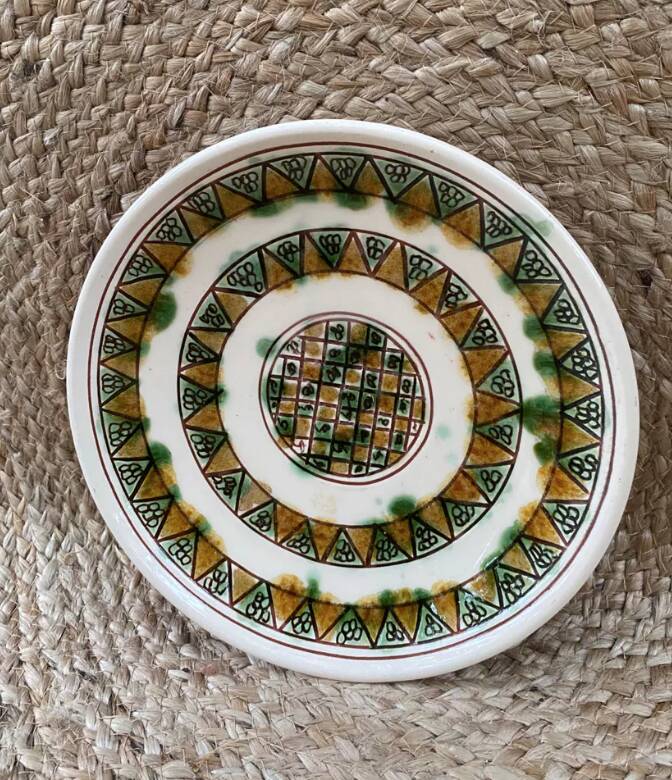 Plate with scarified decoration, signed CHS, Cyprus