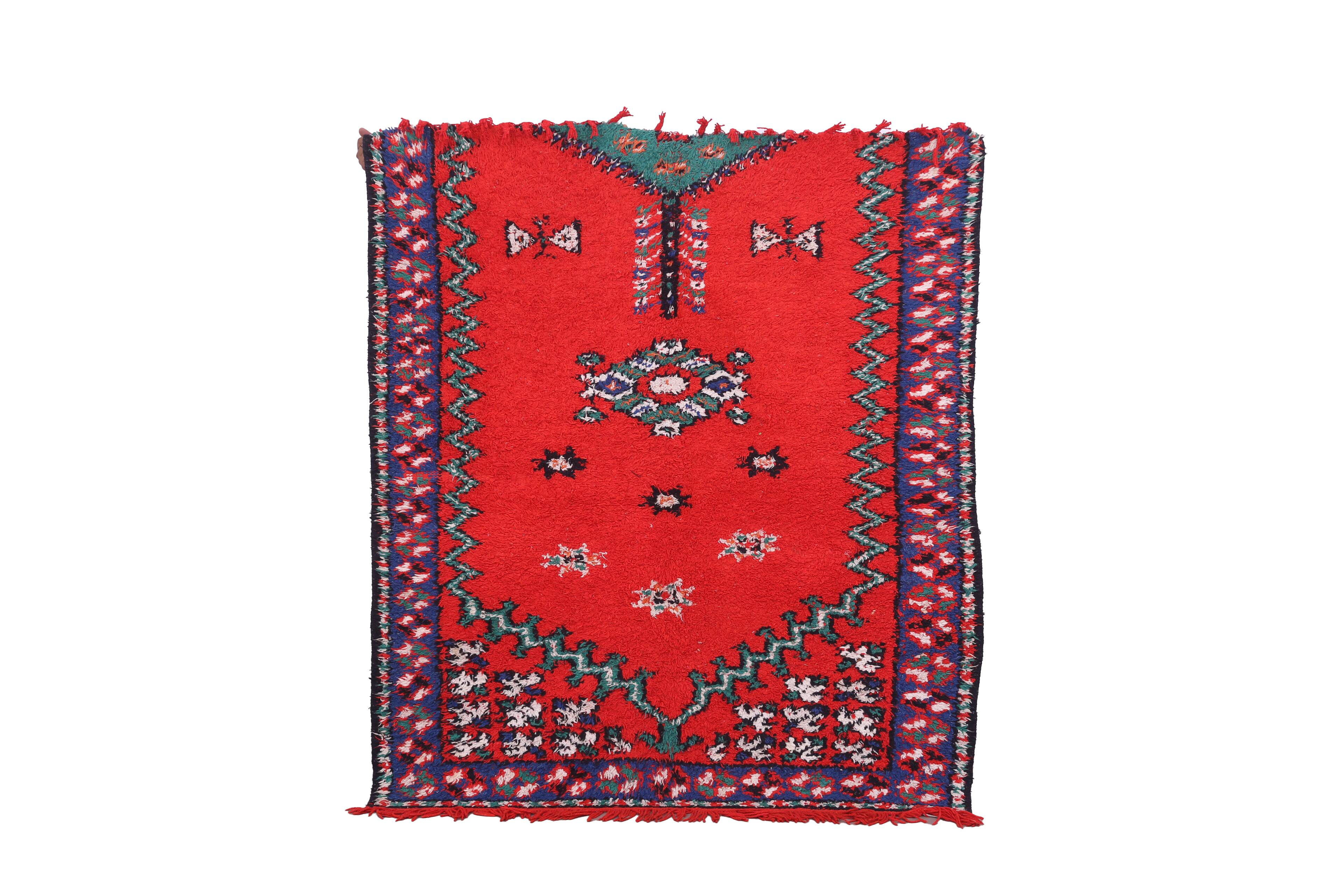 Red Vintage Moroccan Rug 167 x 190 cm - Berber Wool Rug - Handmade Rug Boho