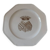 Belle assiette Armoiries Couronne Comte XIX