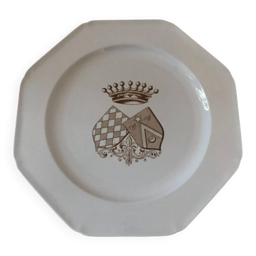 Belle assiette Armoiries Couronne Comte XIX