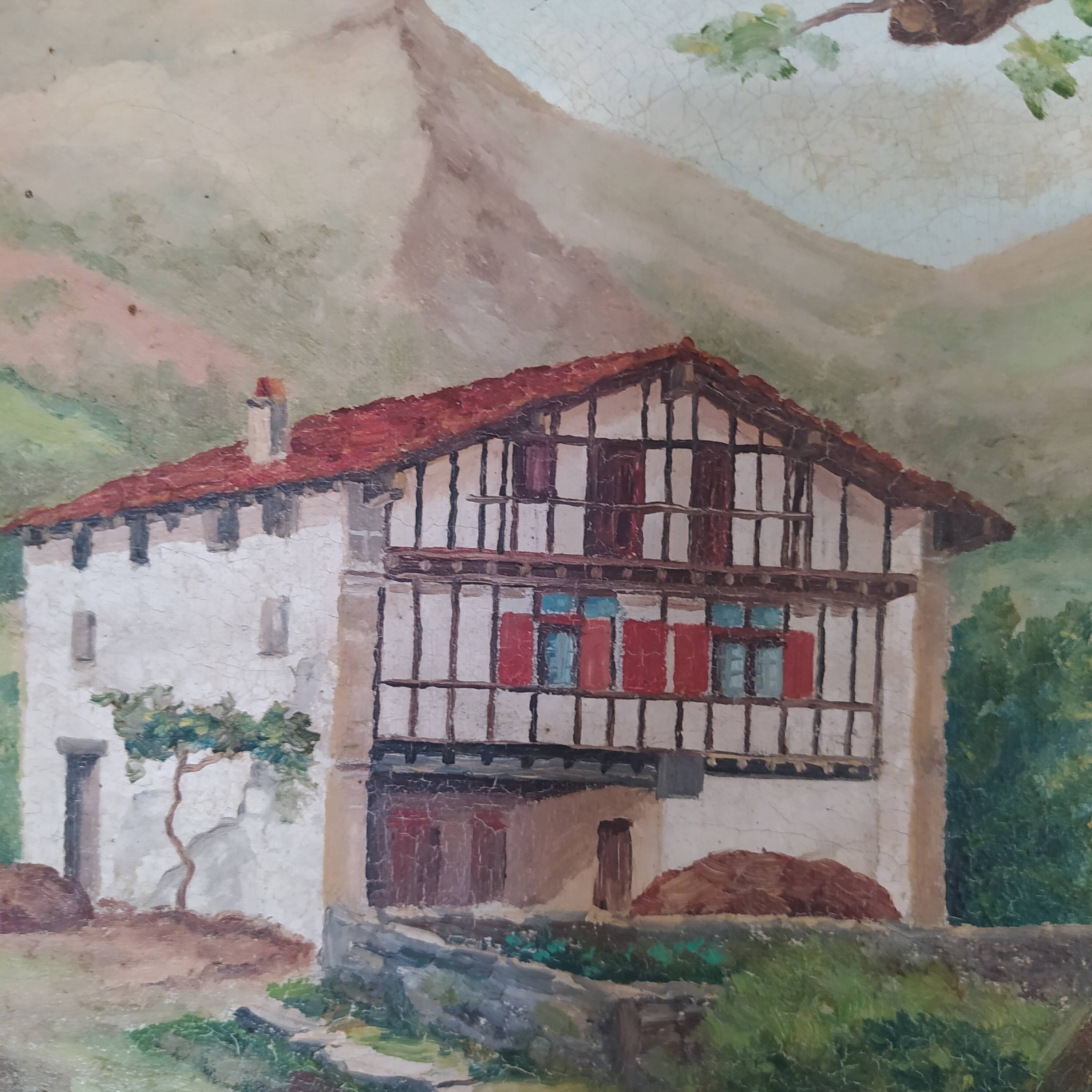 oil on canvas Basque landscape signed Yves Babonnaud 20th century