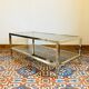 Table low brass and smoked glass 1950