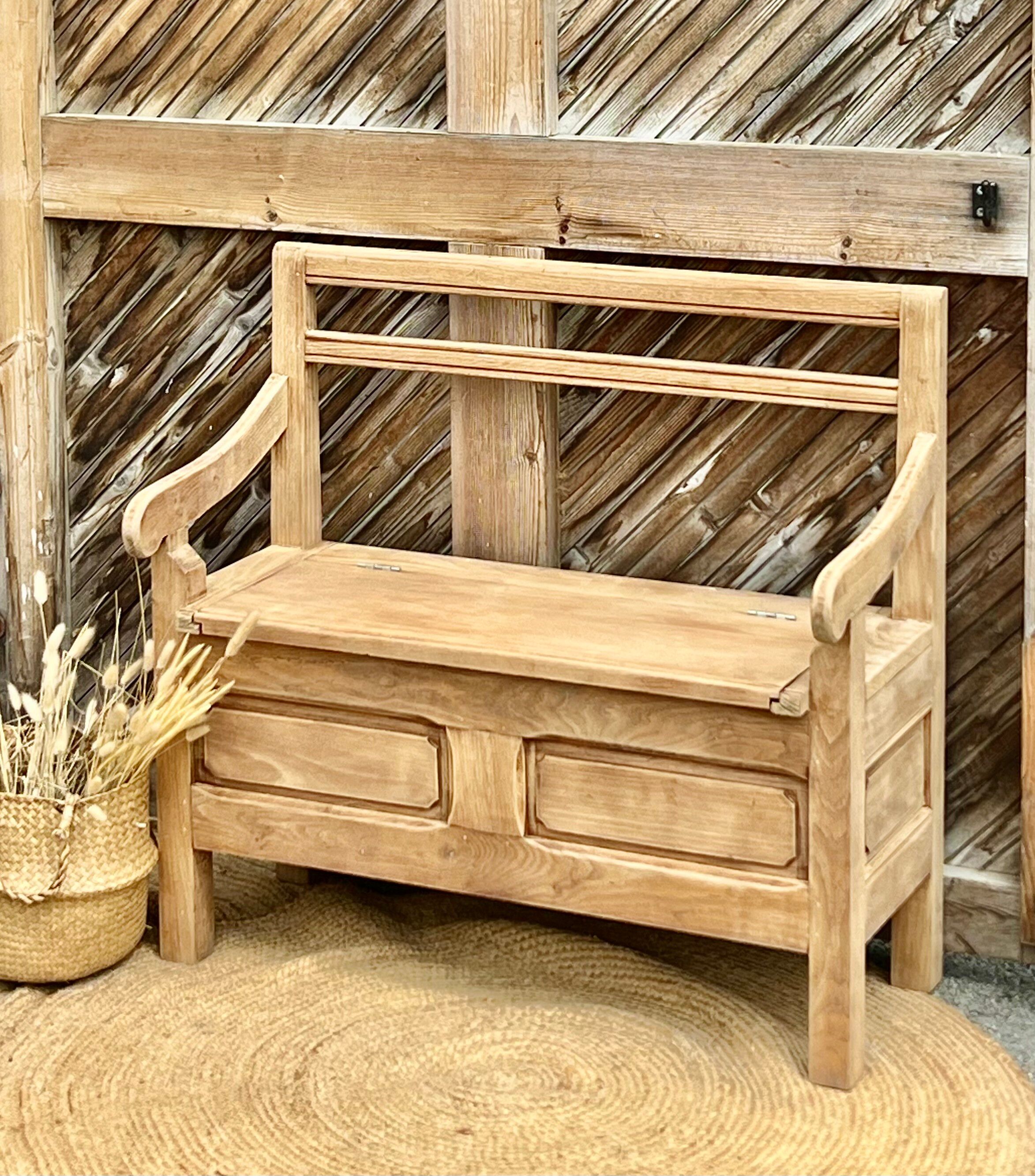 Antique solid oak chest bank