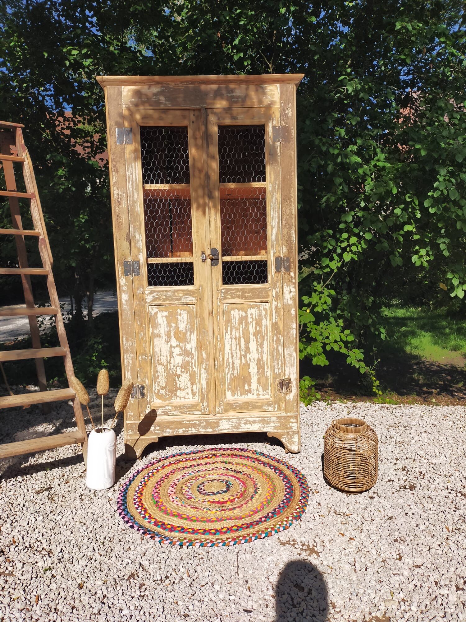 Renovated antique wooden wardrobe
