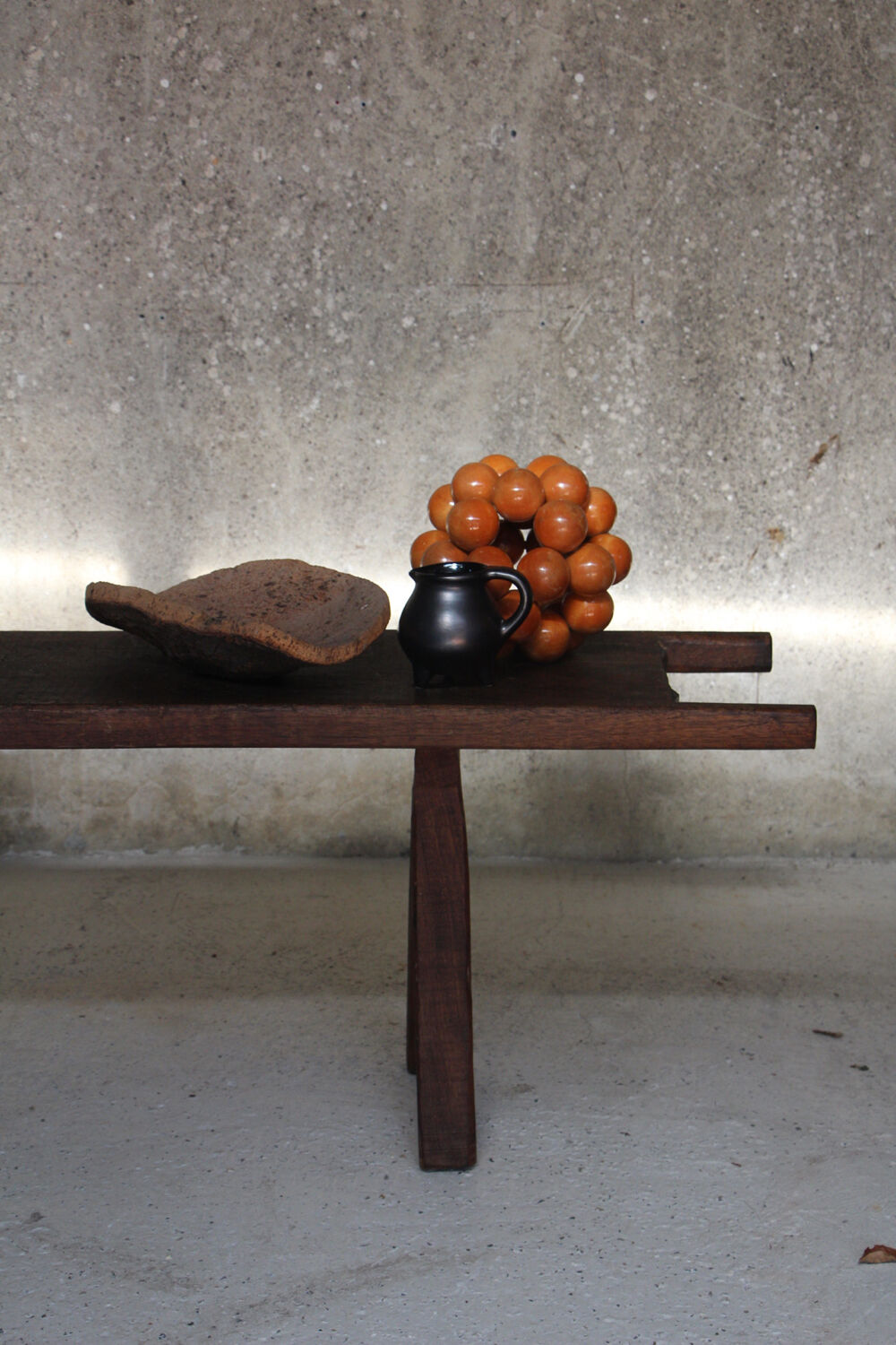 Brutalist solid oak bench / console 1950