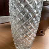 Vase en verre transparent vintage pointes diamants