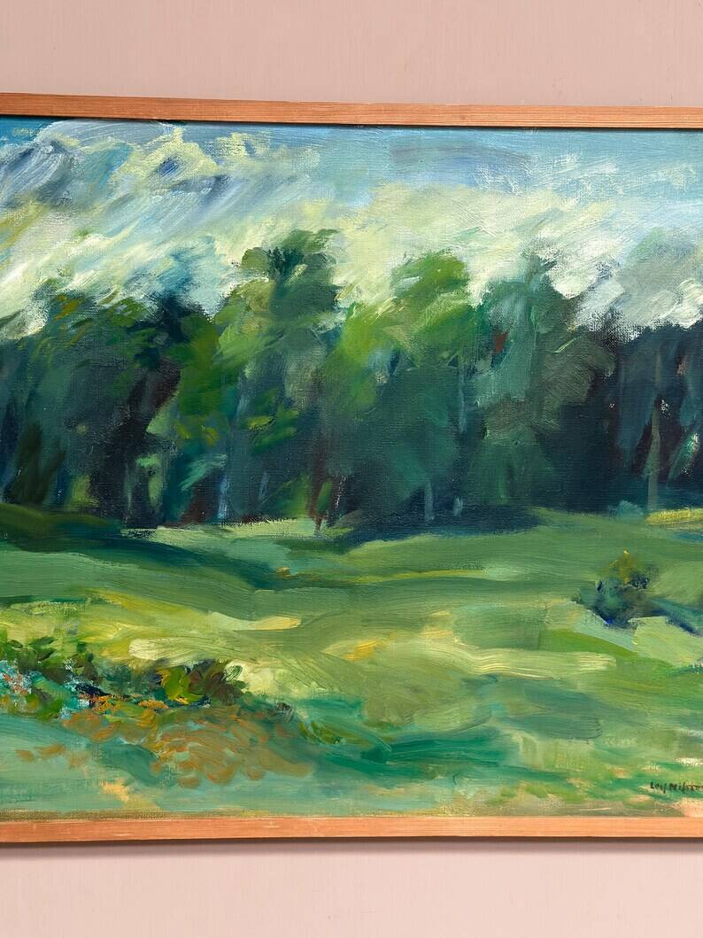 Original Swedish Oil on Canvas “Forest” by Leif Nilsson – Signed – Vintage