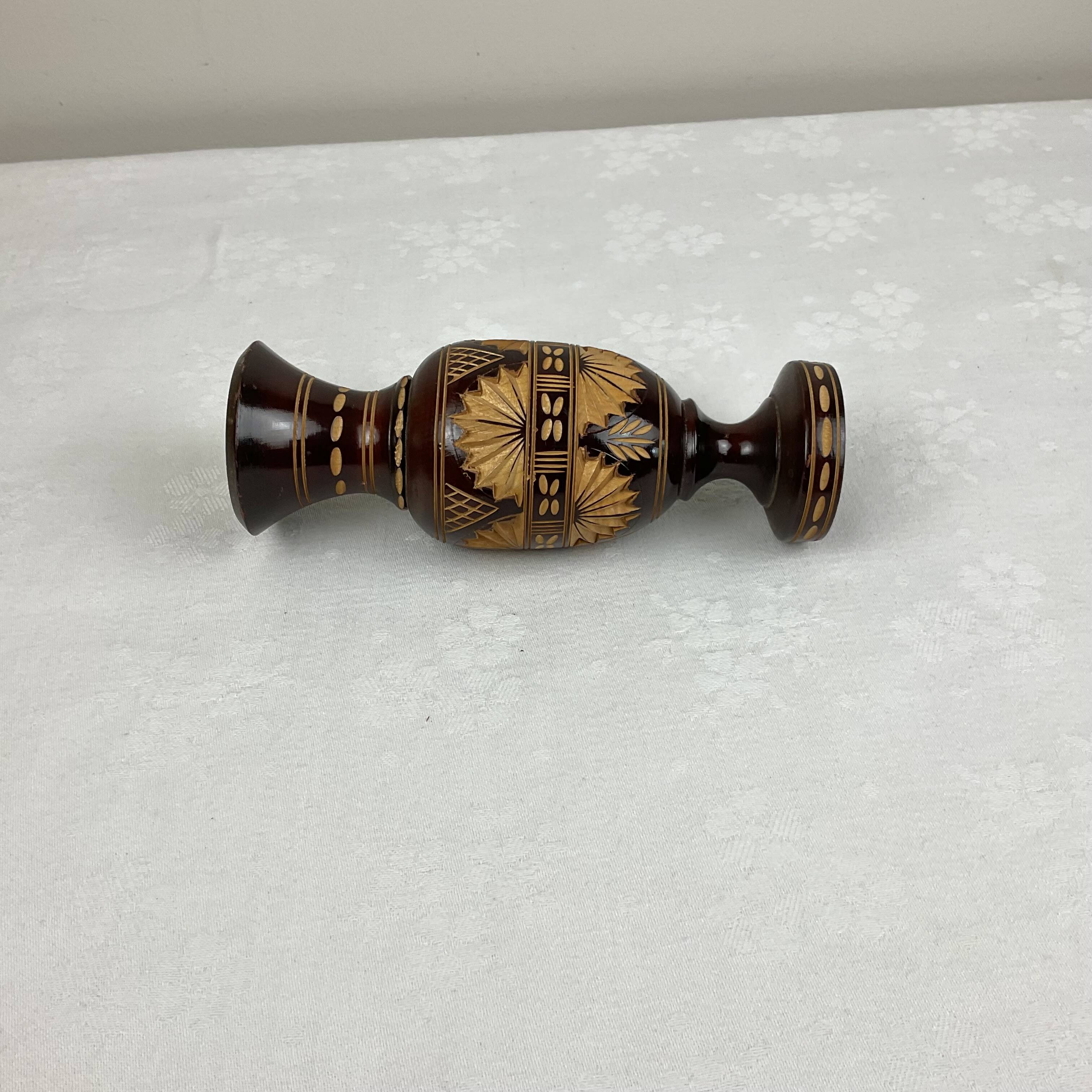 Carved wooden vase