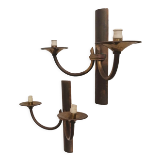 2 double brass wall sconce lamps medieval style