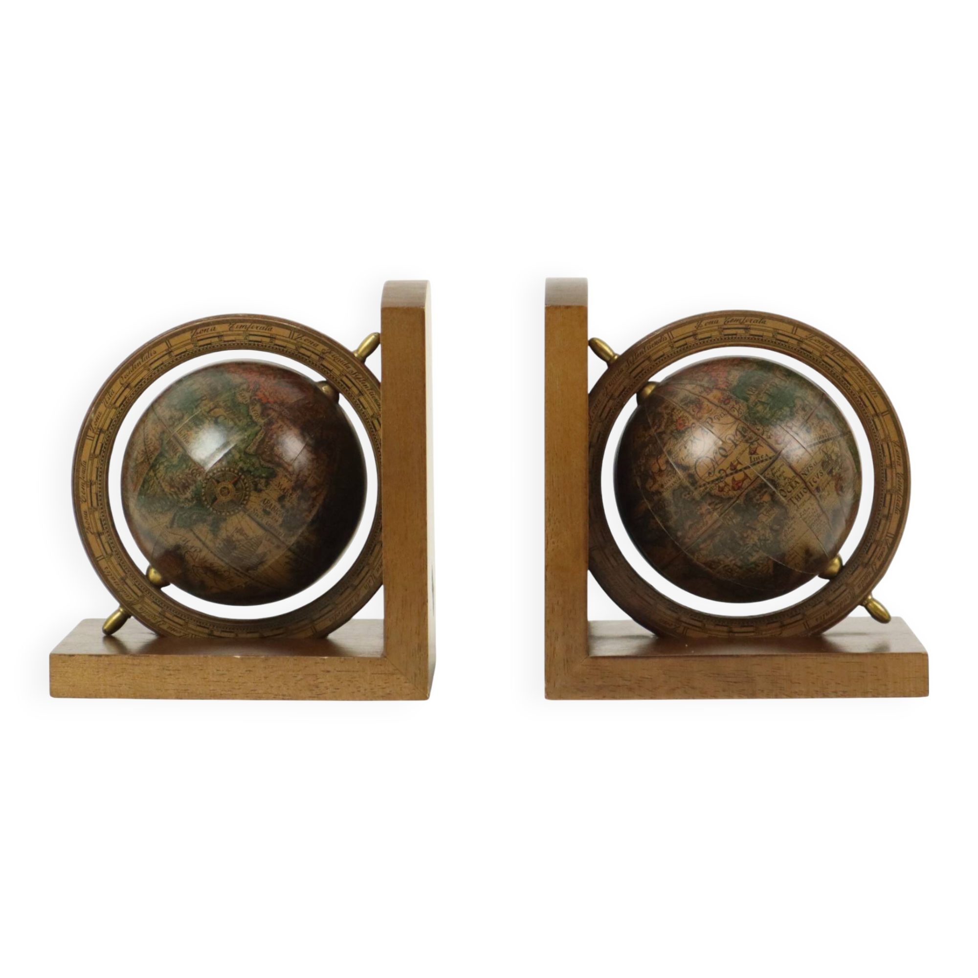 Serre-livres Globe en bois italien Mercurio D'oro