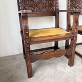 Paire de fauteuils style espagnol bois sculpté 1900