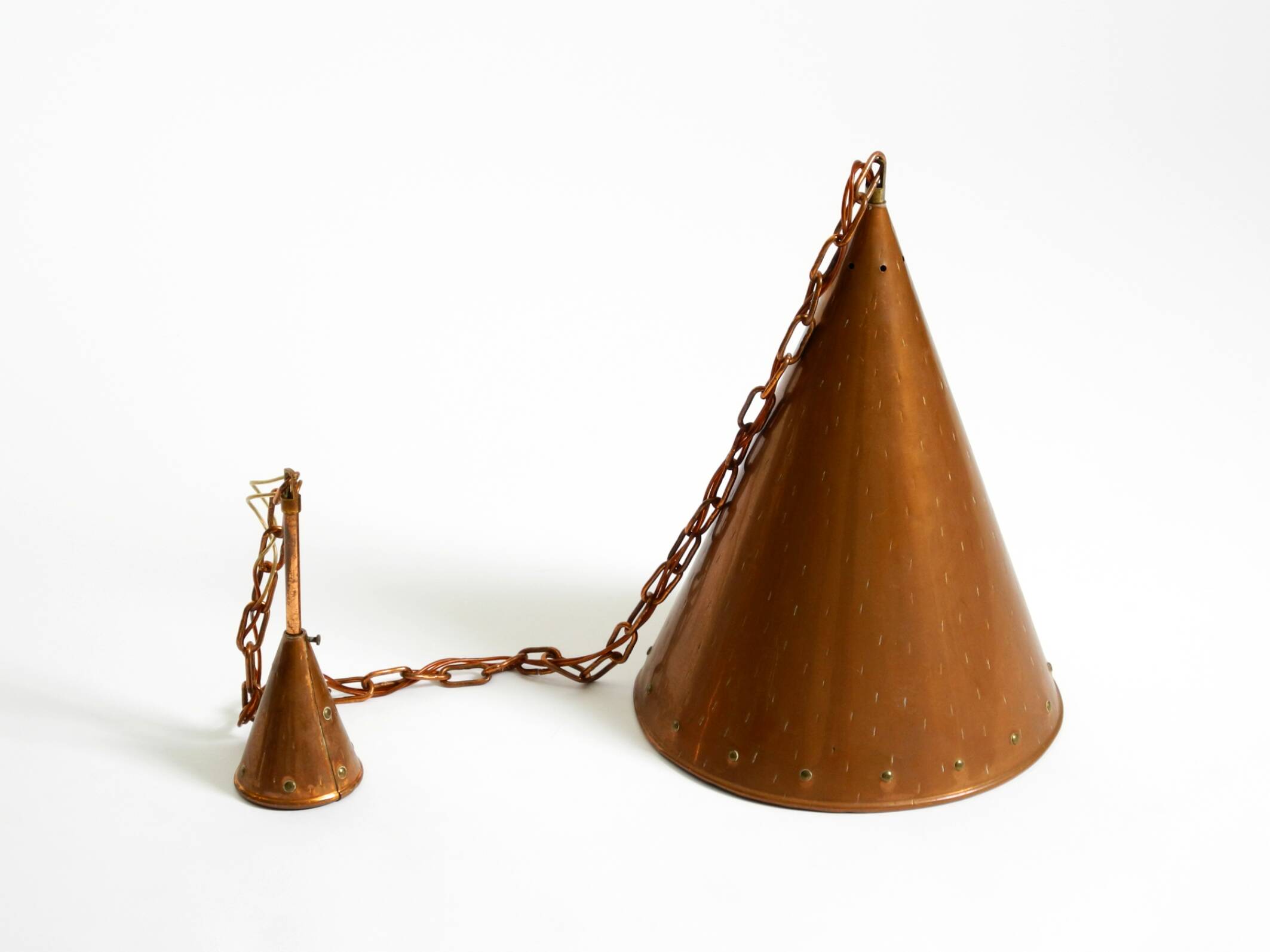 1960s cone pendant lamp in copper by th. valentiner copenhagen denmark