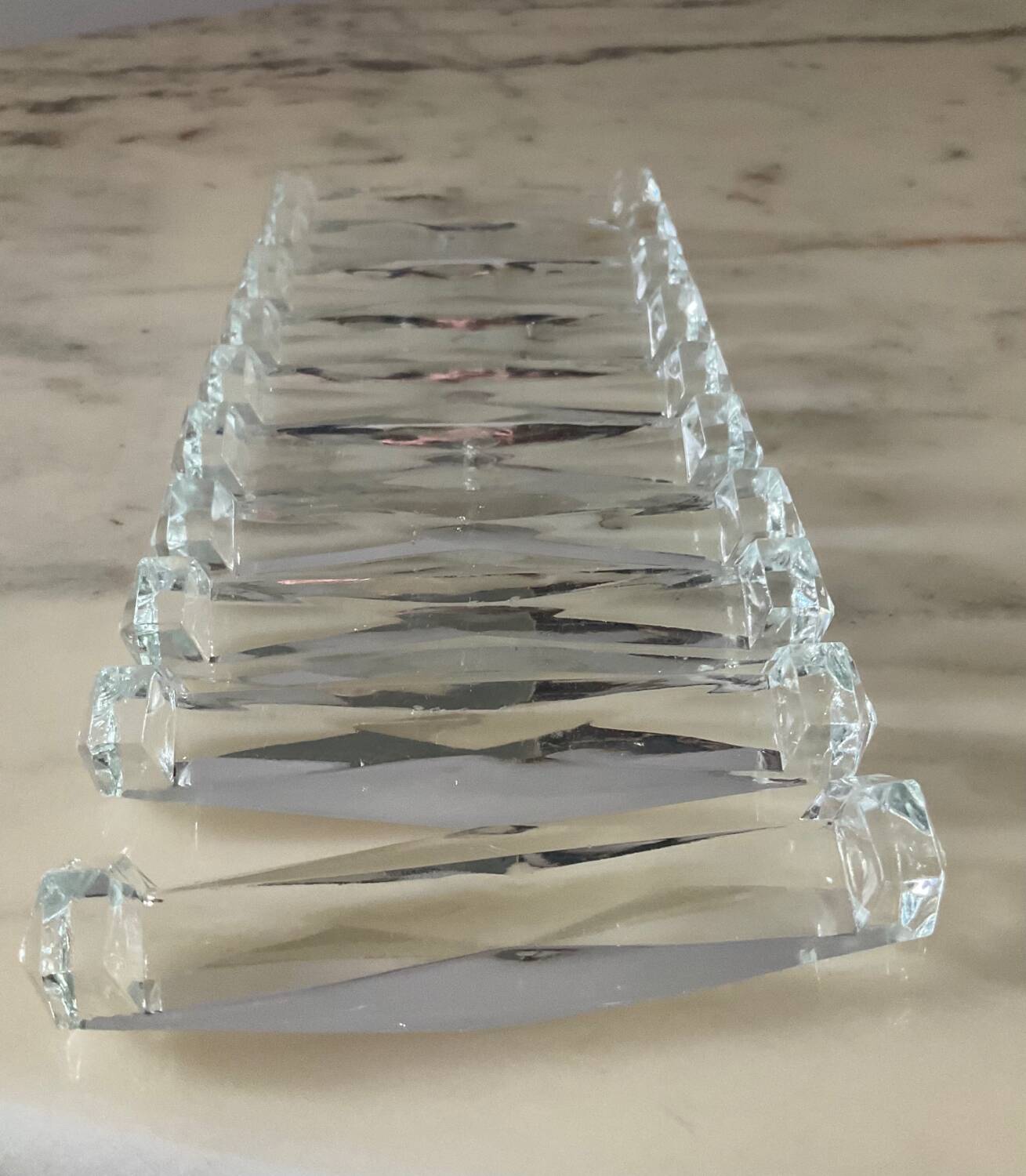 Series of 10 cut crystal knife holders