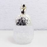 Glass and metal pineapple candy box
