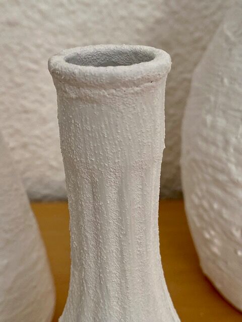 Set of 3 white stoneware vases