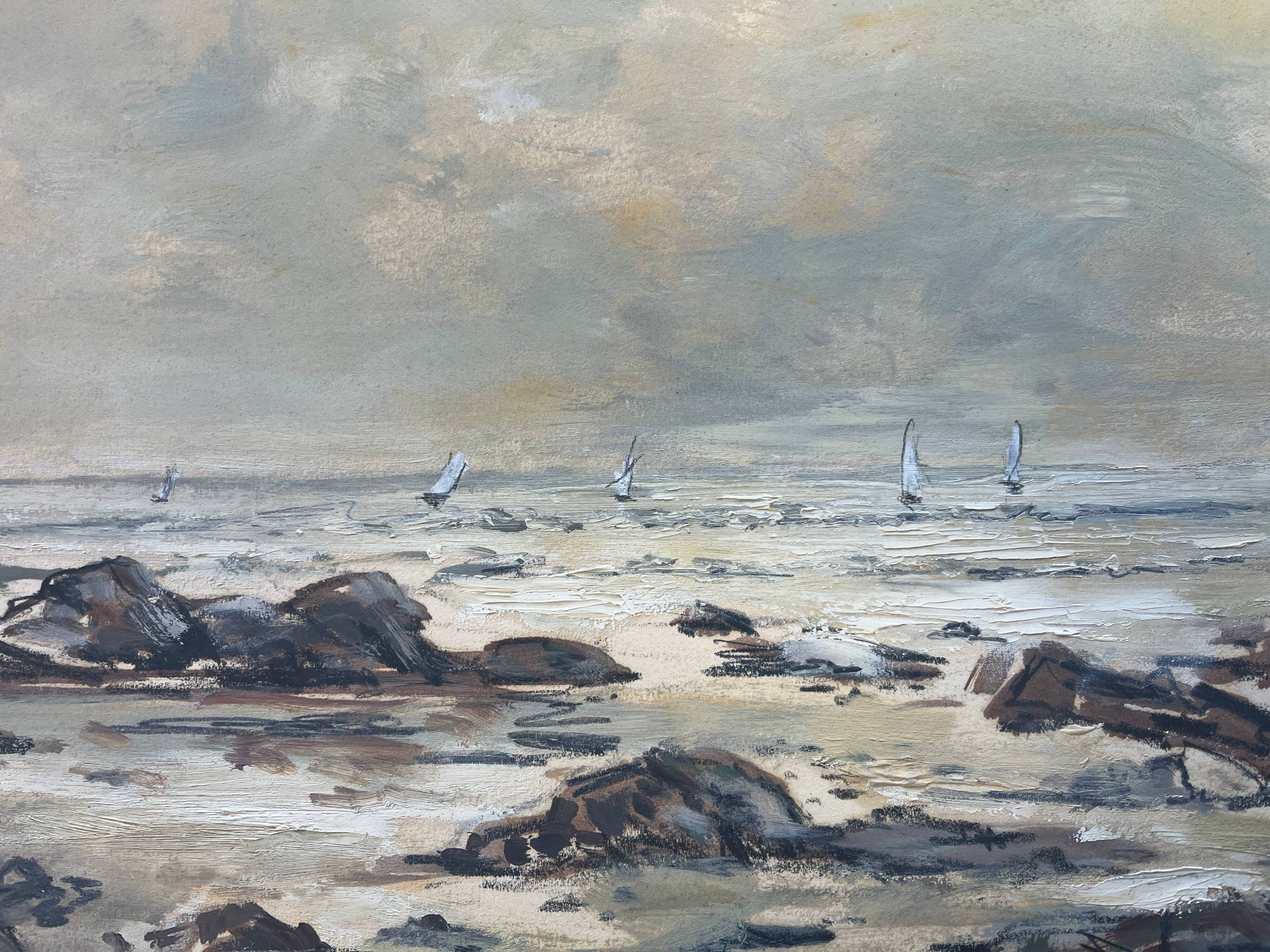 HSP painting "Varangeville Beach" by Roger ROZET (1915-2001) Normandy