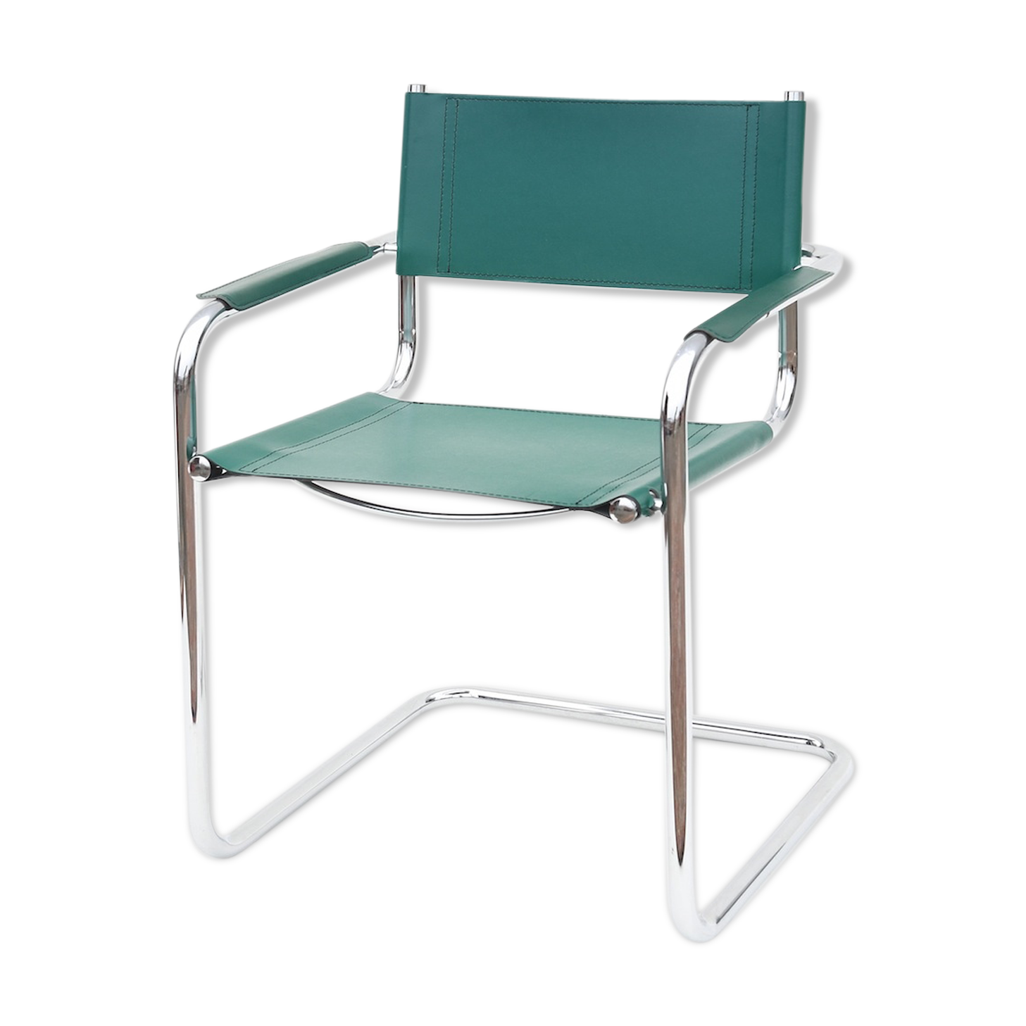 Steel and faux leather design chair