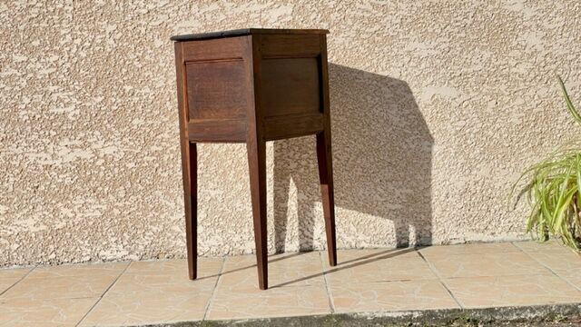 Solid oak bedside table and vintage compass legs