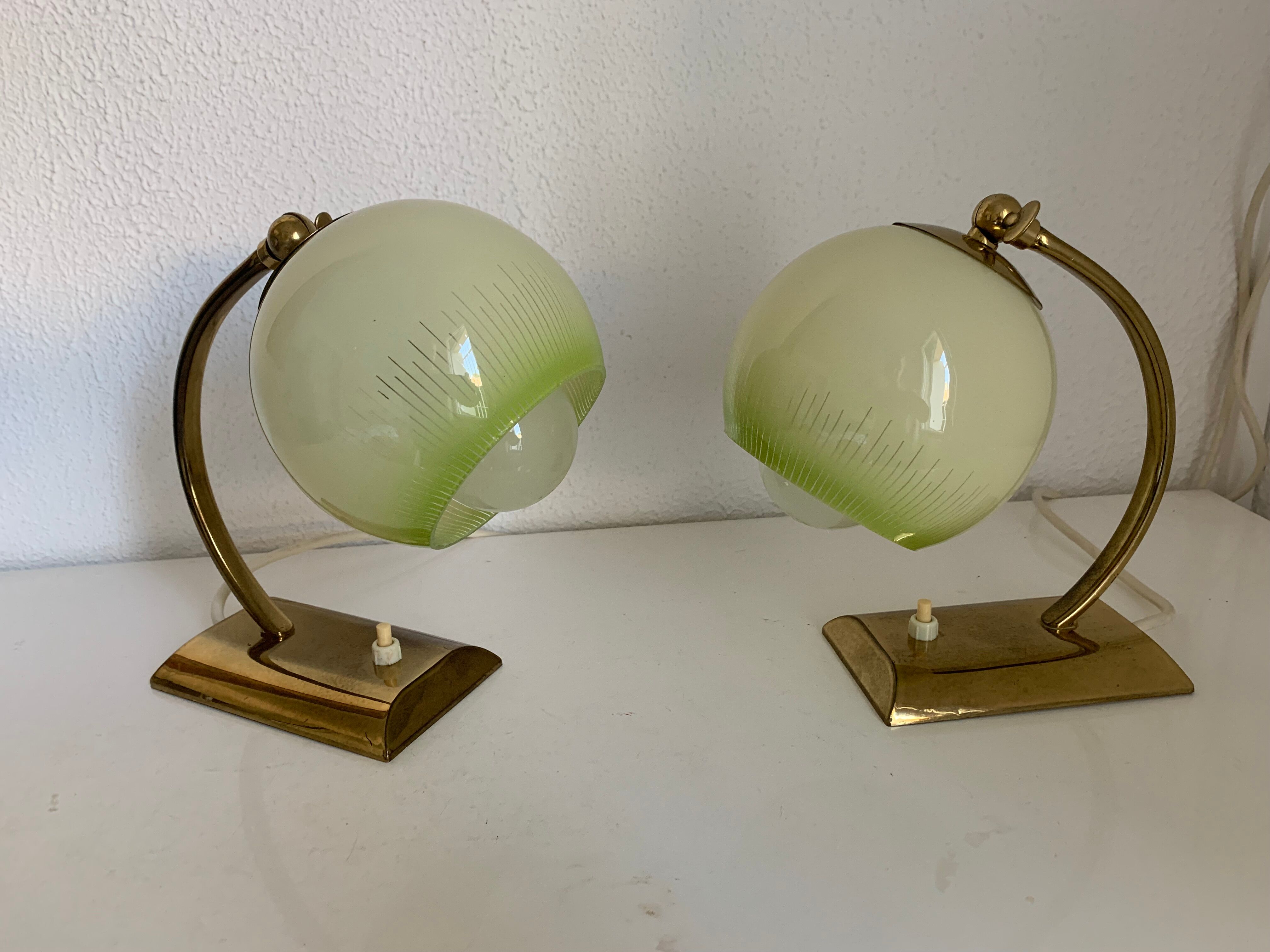 Pair vintage 1950 wall lamps bedside lamps gold - 21 cm