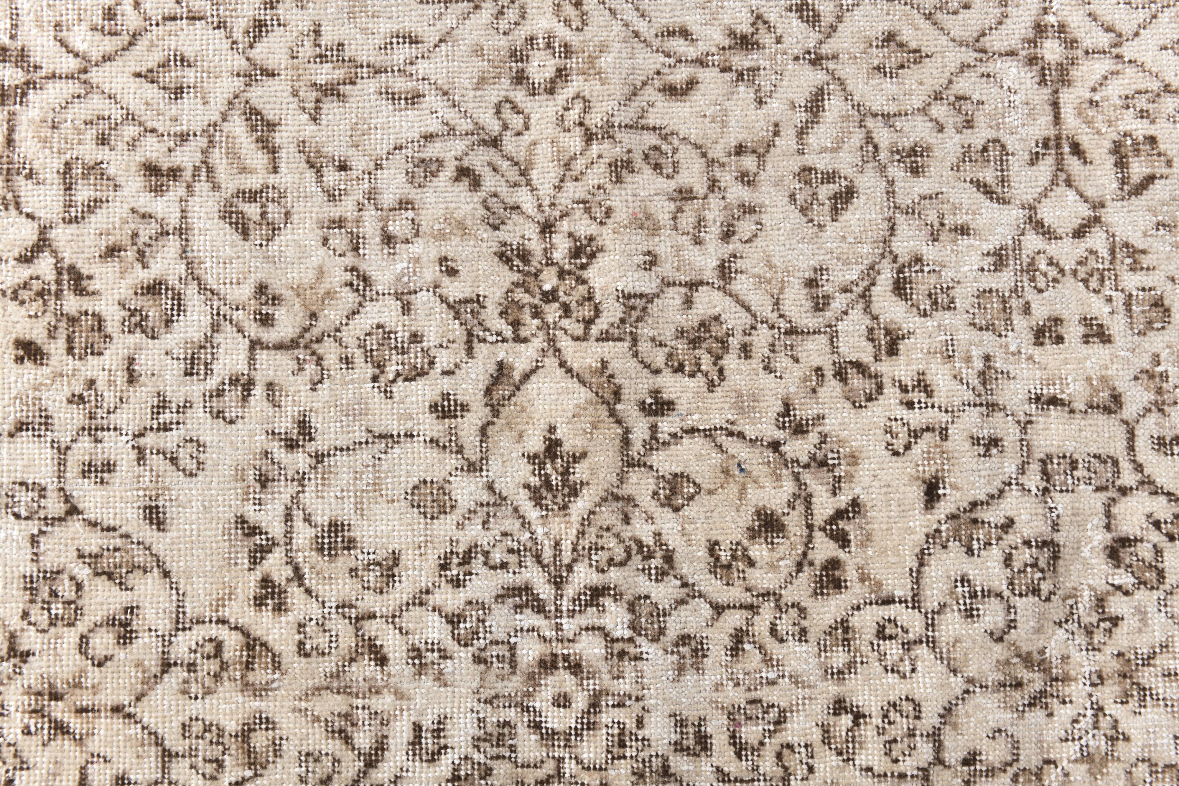 7x10 Beige & Brown Floral Vintage Rug 210x308Cm SK 240522