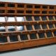 Very large Dutch oak showcase for grocery or haberdashery, 1920s-1930s
