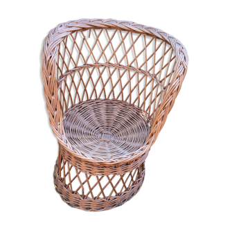 Round rattan armchair of the 1960s