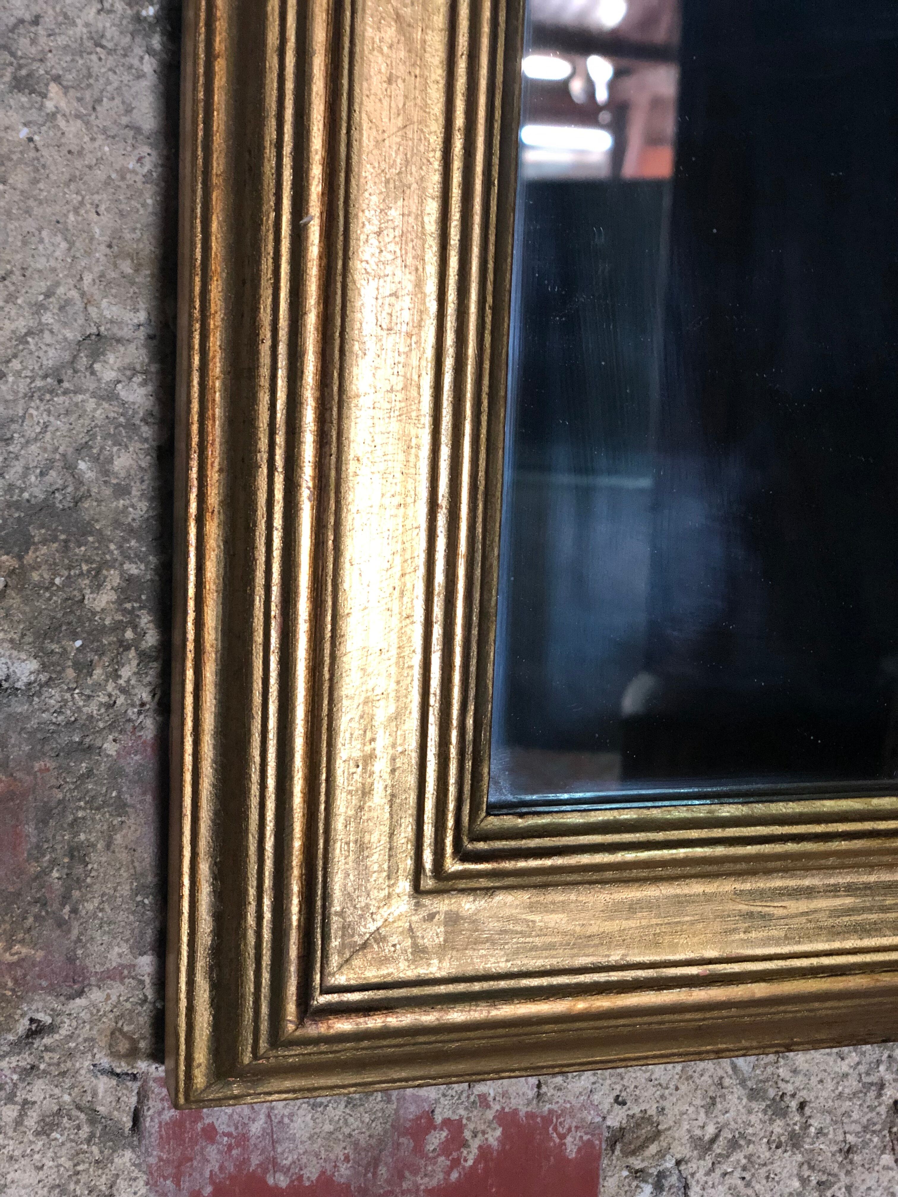 Patinated gilded wooden mirror  29x22cm