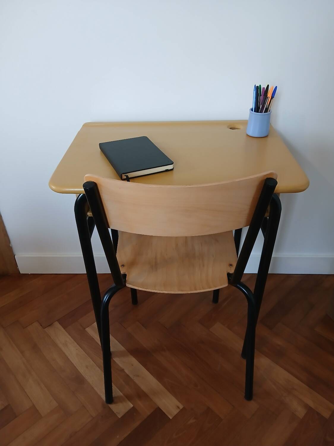 refurbished wooden school desk