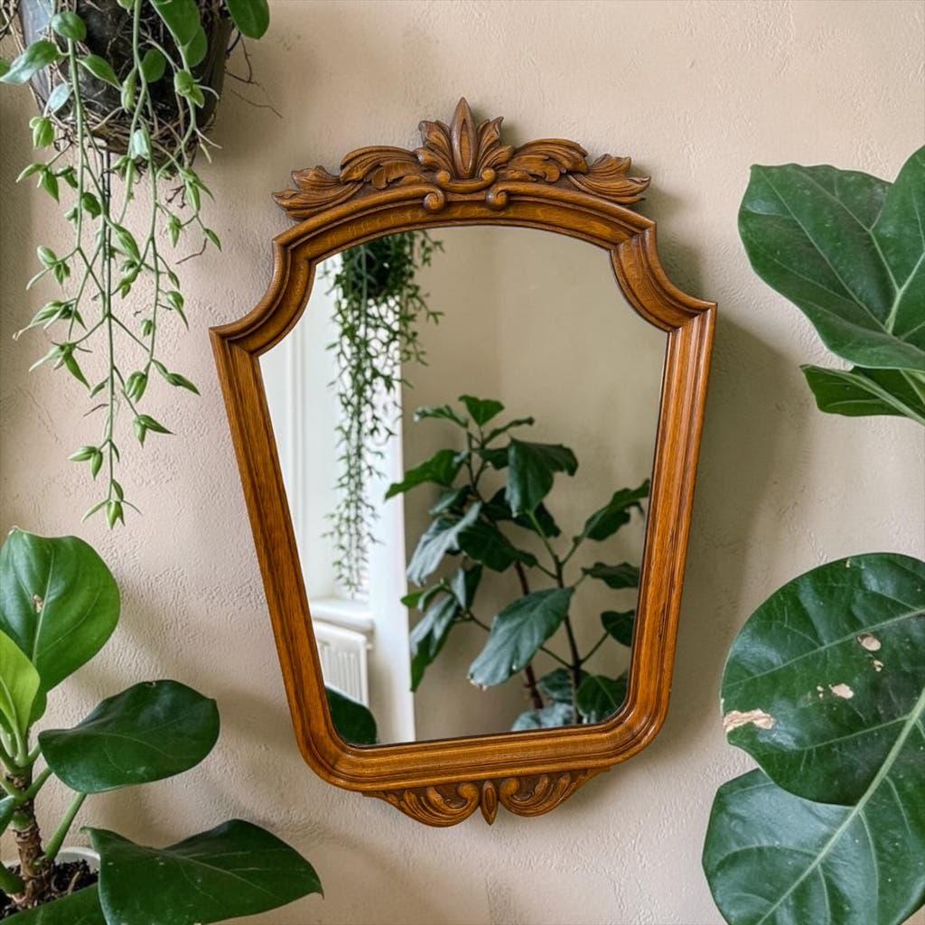 Miroir baroque vintage en bois / Miroir mural rétro en bois