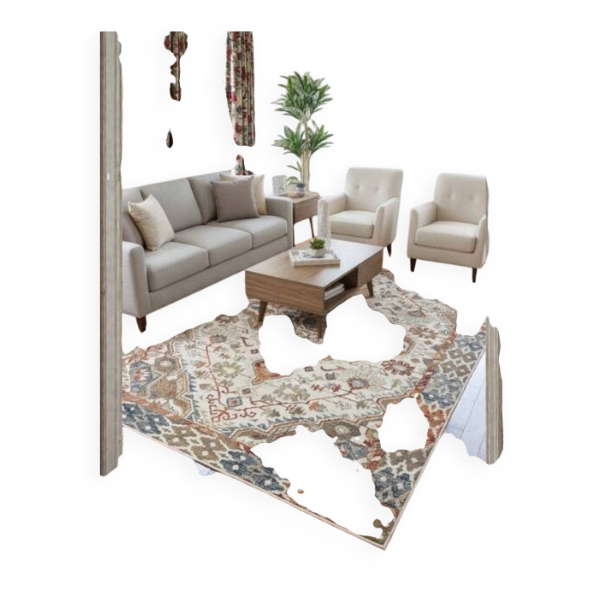 Chic Ethnic Rug with Kilim Patterns