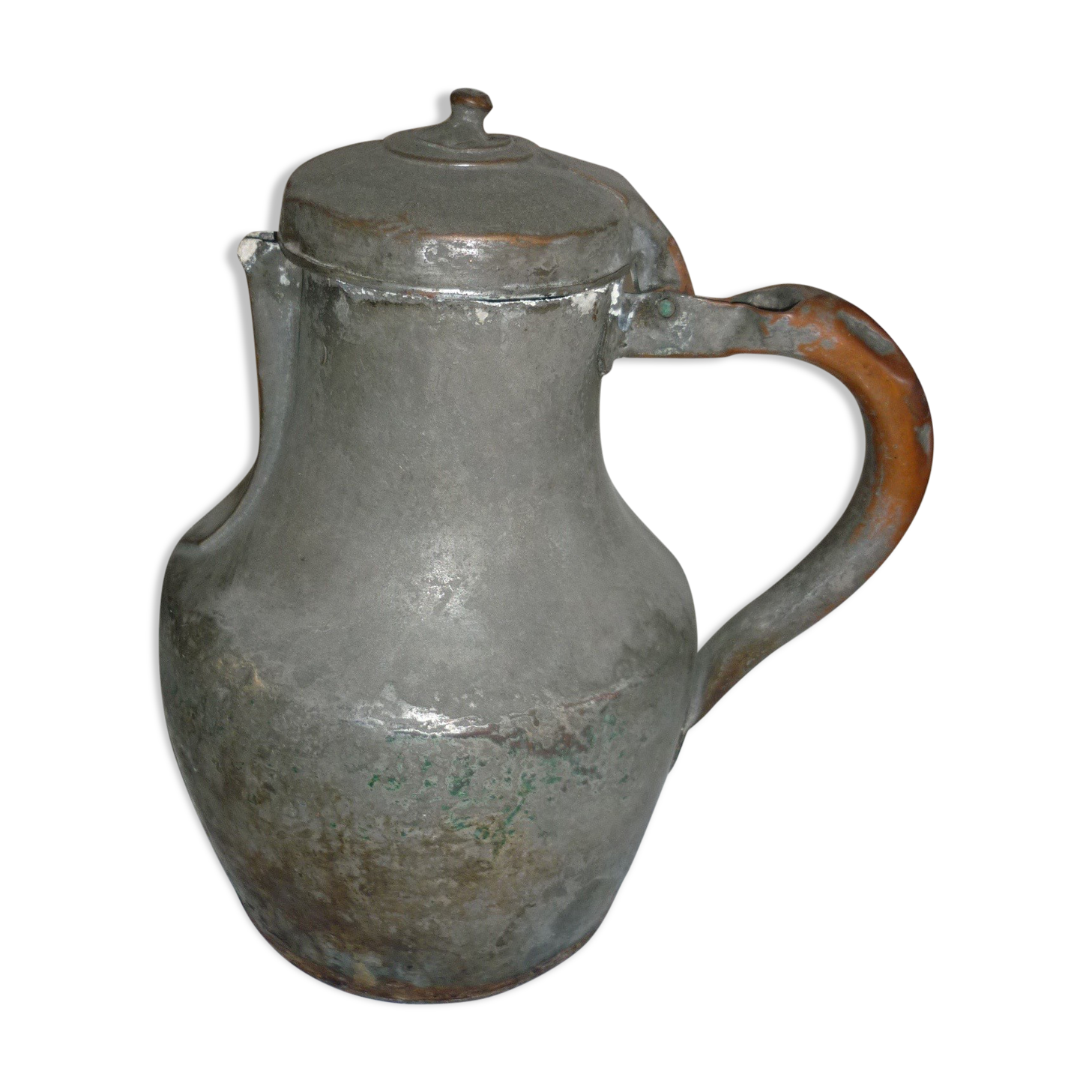 Old iron copper kettle