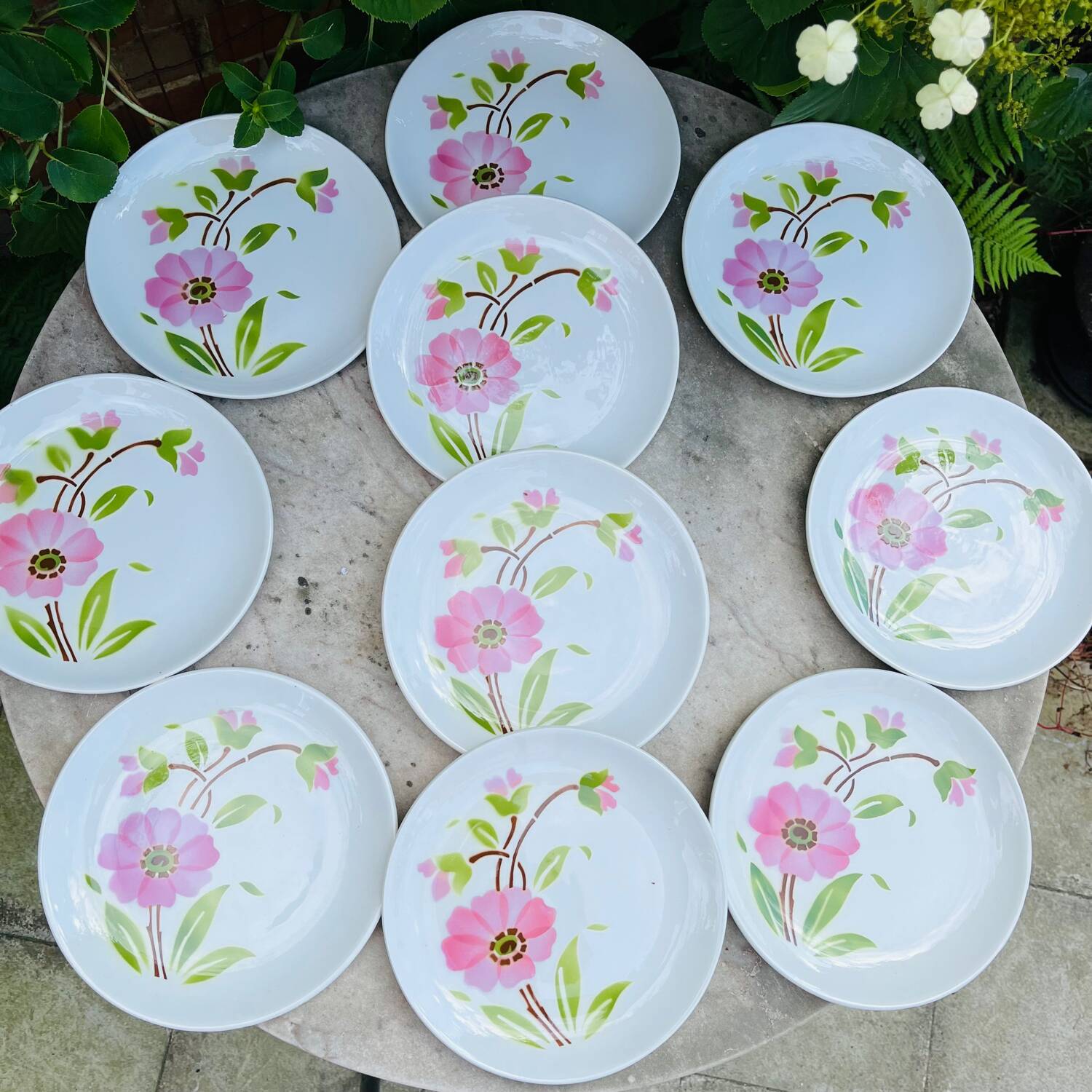 10 assiettes à dessert Moulin des Loups Orchies décor Corinne