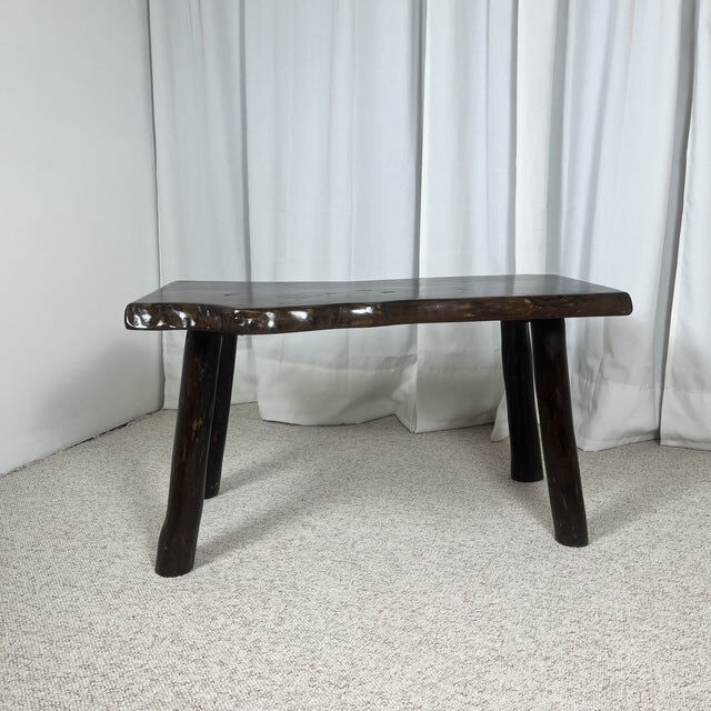 Rustic solid wood coffee table, Wabi-Sabi style, 1970s.