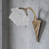 Art Nouveau wall light in gilded bronze - Frosted glass tulip - Period 1900