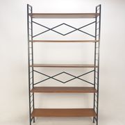 Italian free standing teak shelving unit, 1950