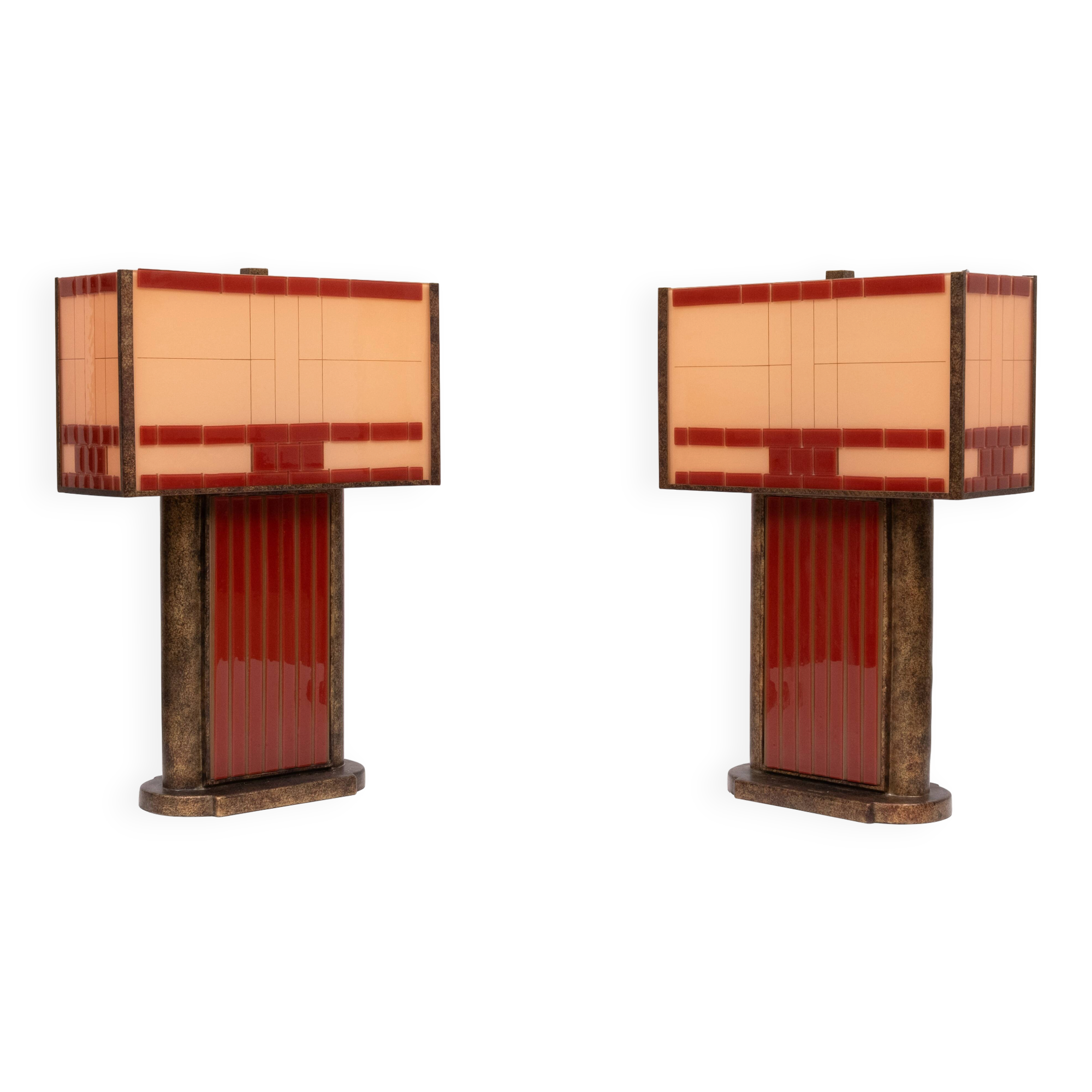 Stunning pair Art Deco style Cut Glass Table Lamps