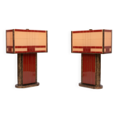 Stunning pair Art Deco style Cut Glass Table Lamps