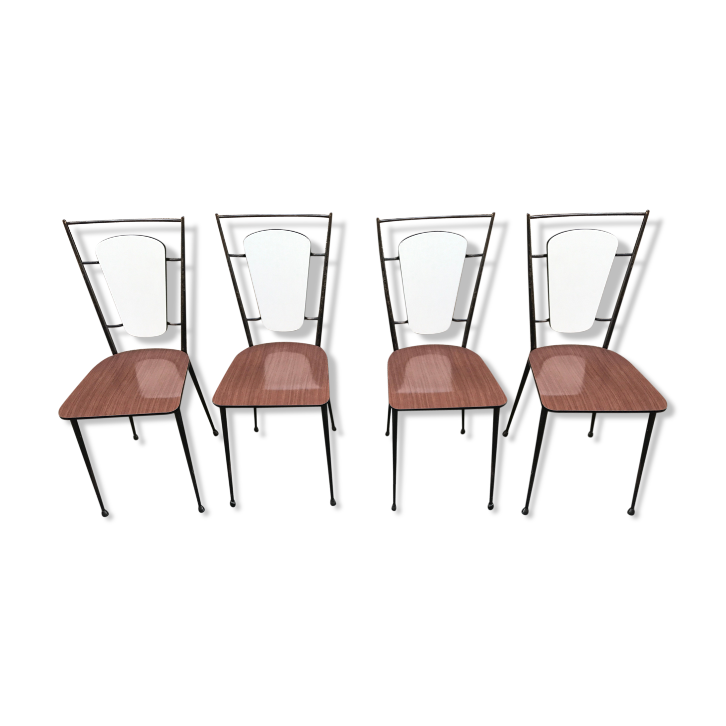 Series of 4 metal and formica chairs 1950/1960