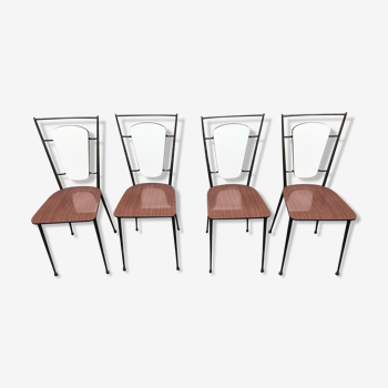 Series of 4 metal and formica chairs 1950/1960