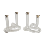 Pair of Dorothy Thorpe's "pretzel" lucite candlestiks 1960