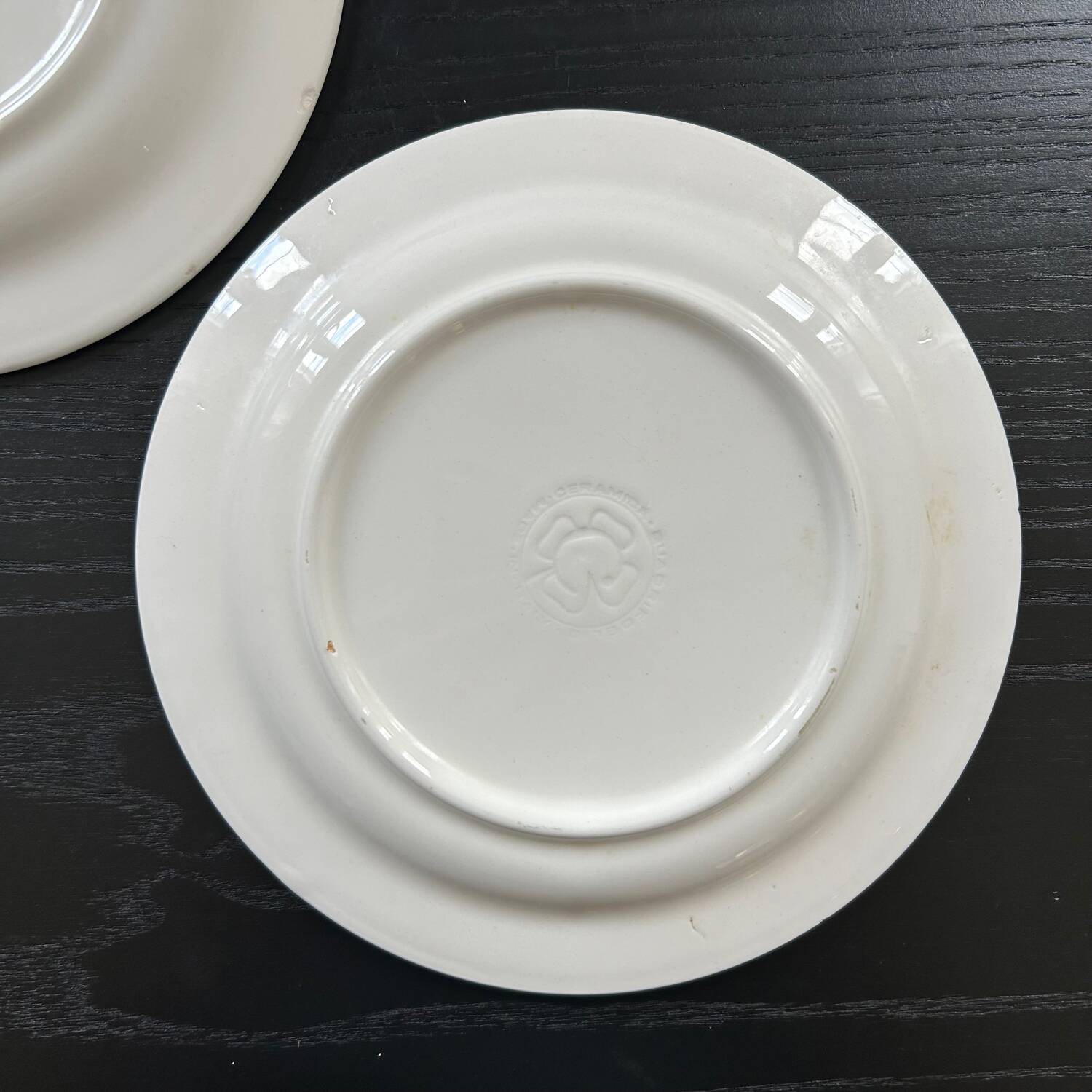 Pair of red striped plates