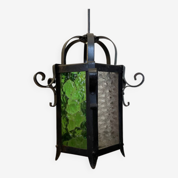 Vintage colored glass lantern 1950-60