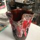 Vase in Vallauris earthenware, red, brown and white.